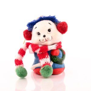 Bundled Christmas Cat Bell Ornament